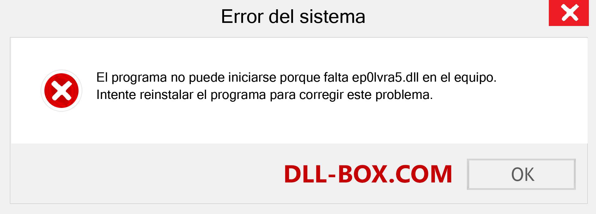 ¿Falta el archivo ep0lvra5.dll ?. Descargar para Windows 7, 8, 10 - Corregir ep0lvra5 dll Missing Error en Windows, fotos, imágenes